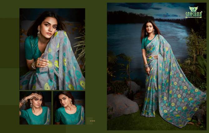 Sanskar Amber New Exclusive Wear Designer Brasso Saree Collection
